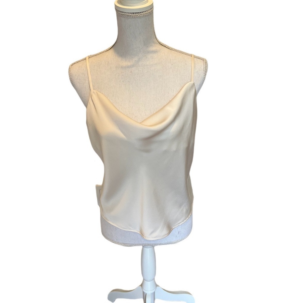 NWT AND NOW THIS Satin Cowlneck Camisole Creme Size Large - Picture 2 of 9